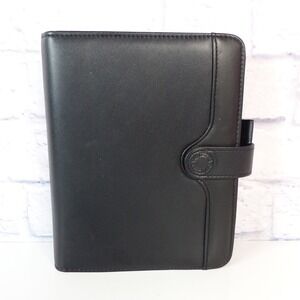Day Runner FactCentre Organizer Black Faux Leather Vtg 90s Snap Close 3 Ring NOS